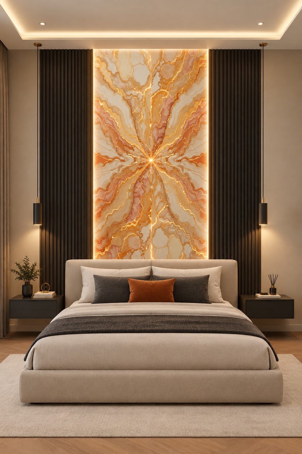 Glora Sheet GS01AA006 radiant golden starburst electric onyx marble panel with centrifugal gold fracture veins