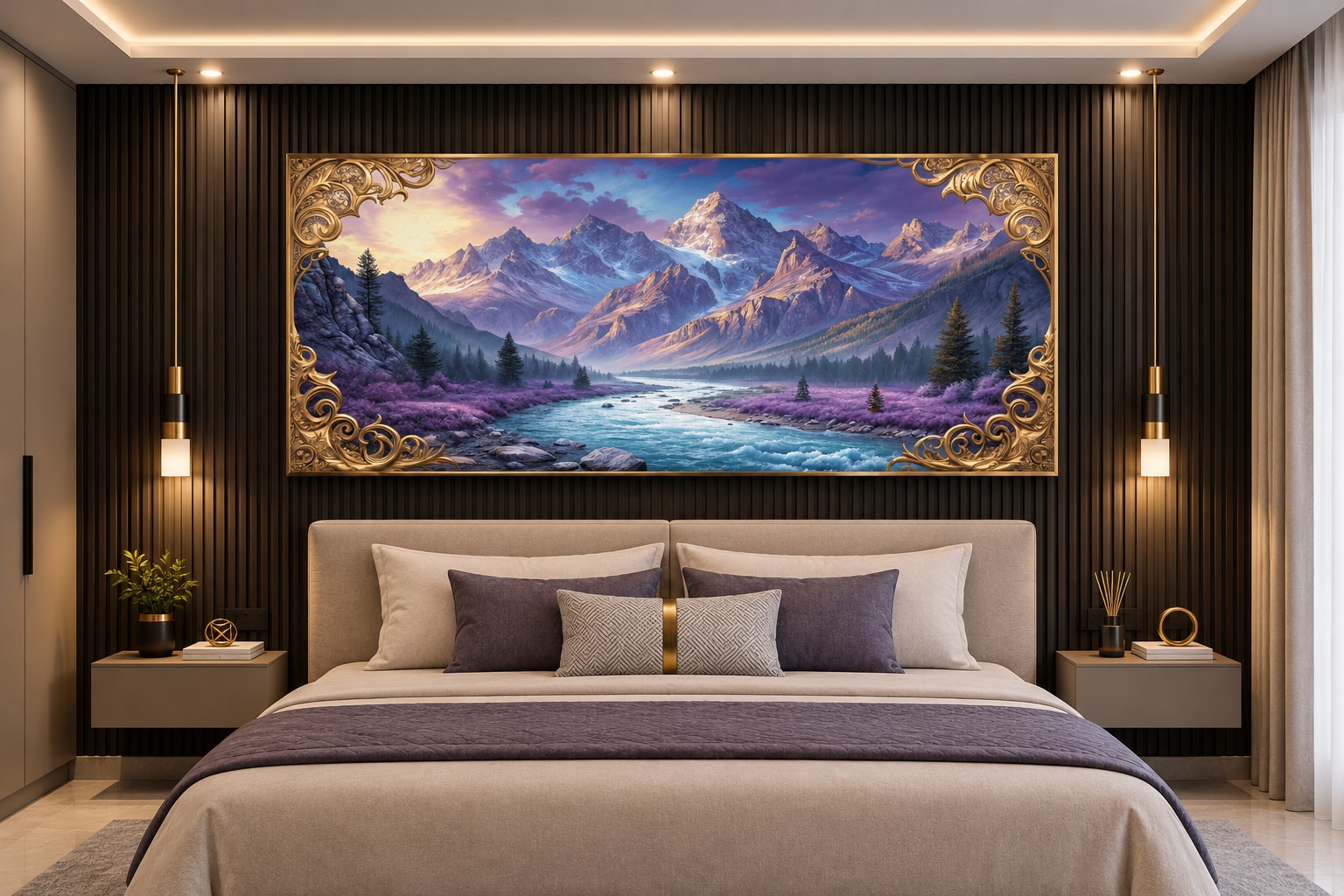 Glora Sheet GS03AA002 Alpine Lavender Valley installed in Neoclassical Drawing Room