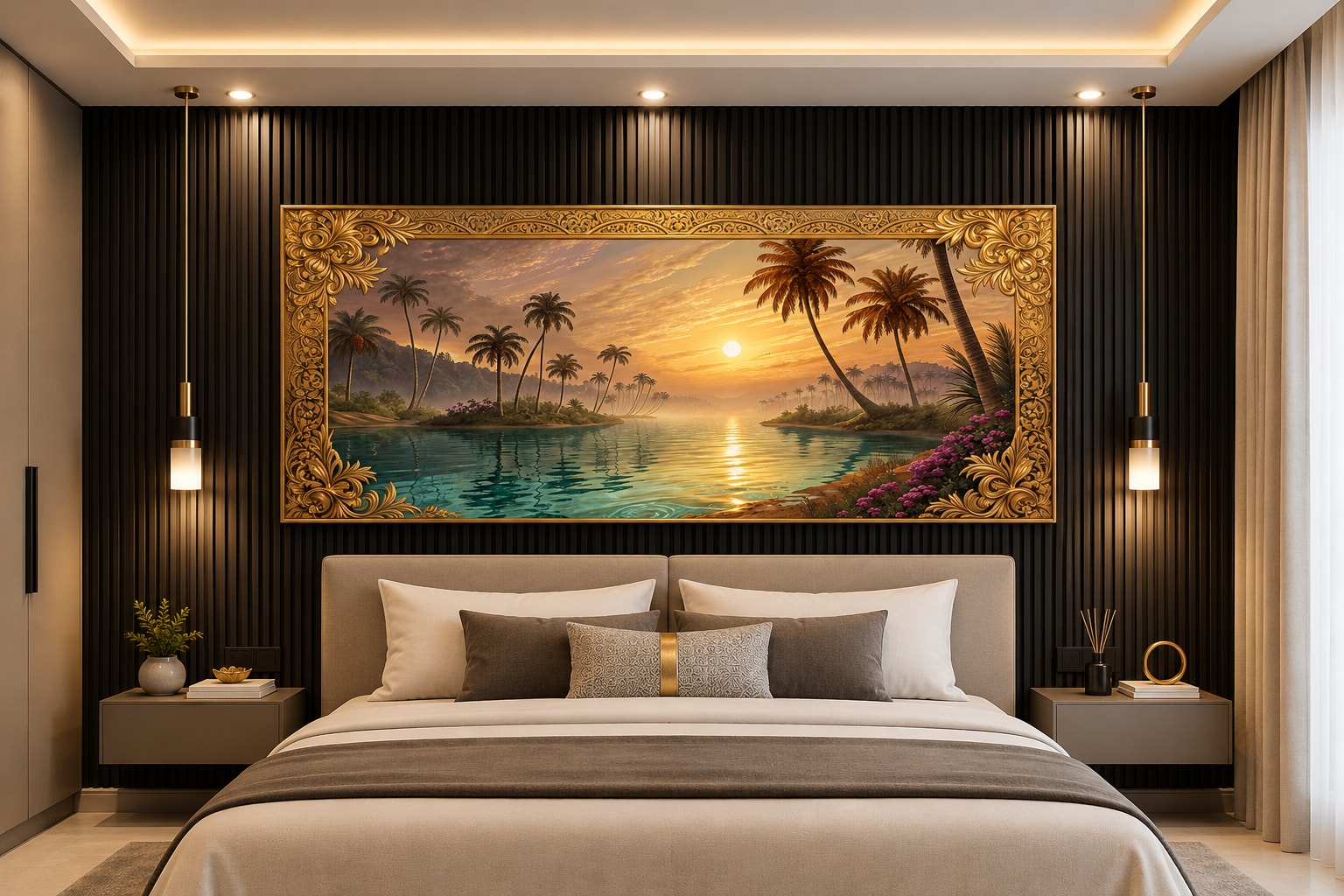 Glora Sheet GS03AA018 Island Lagoon applied in Luxury Villa Foyer Wall