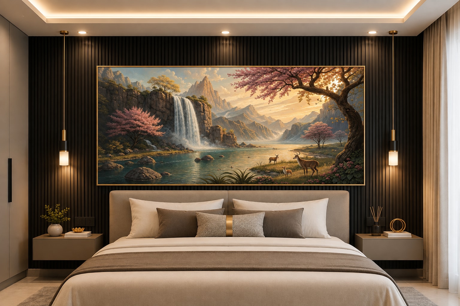 Glora Sheet GS03AA020 Paradise Valley applied on Family Living Room Feature Wall