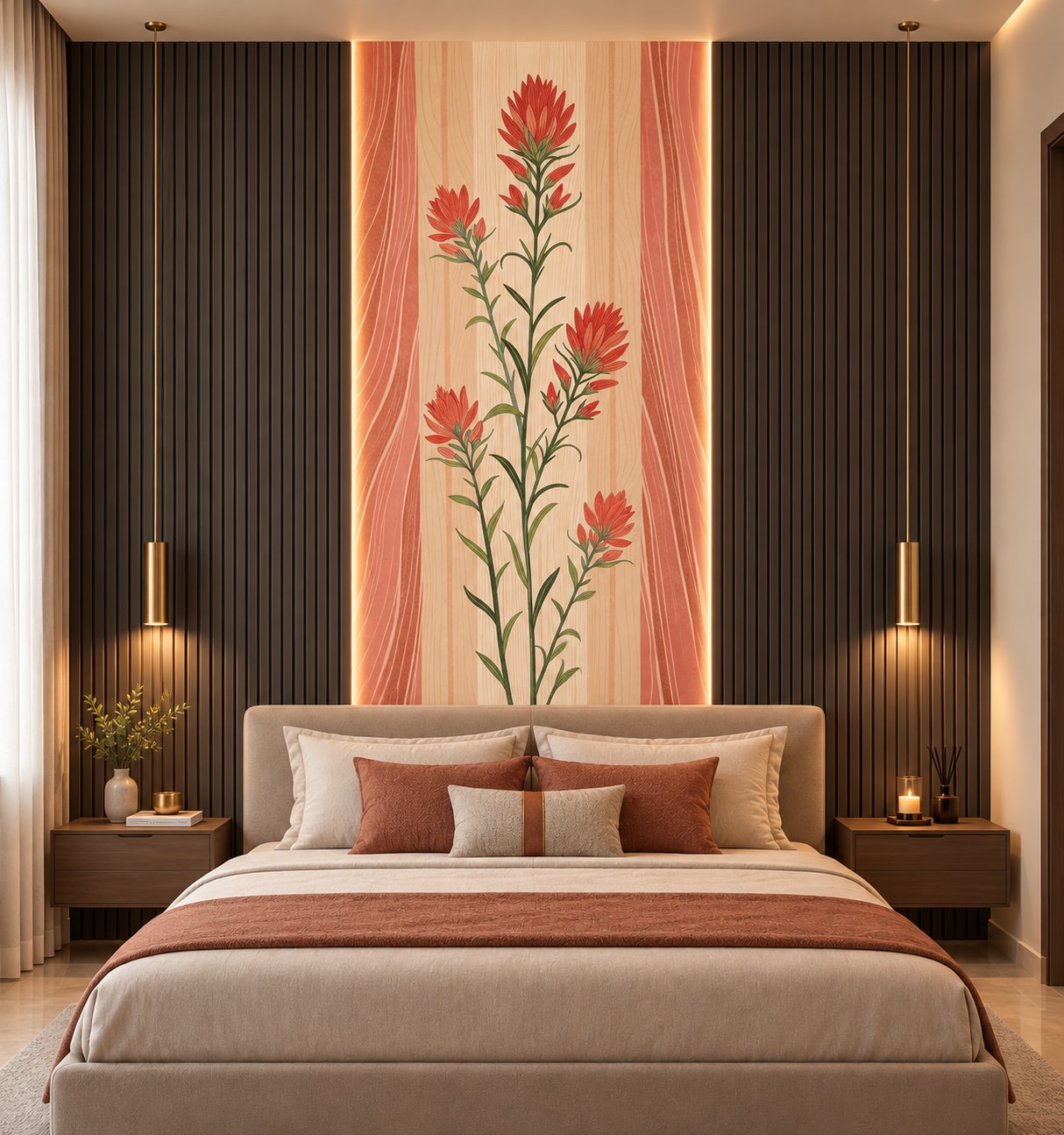 Glora Sheet GS09AA004 installed as Living Room Accent Niche and Hallway Console Wall