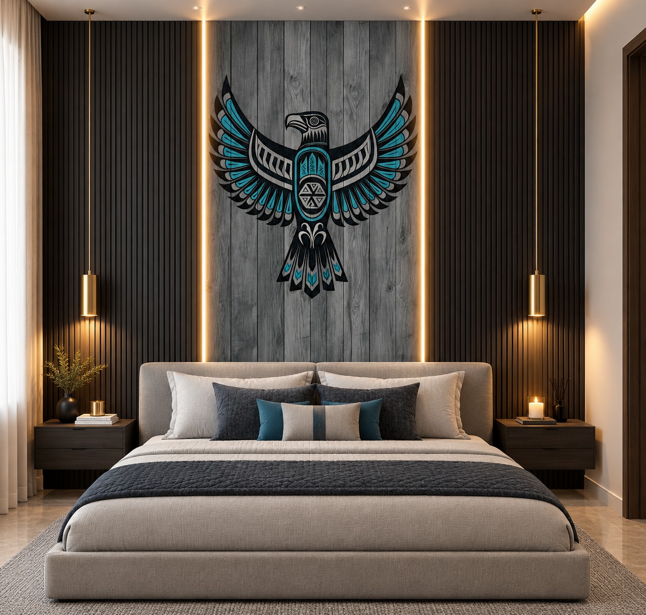 Glora Sheet GS09BB007 installed as Statement Entrance Door and Foyer Wall Feature