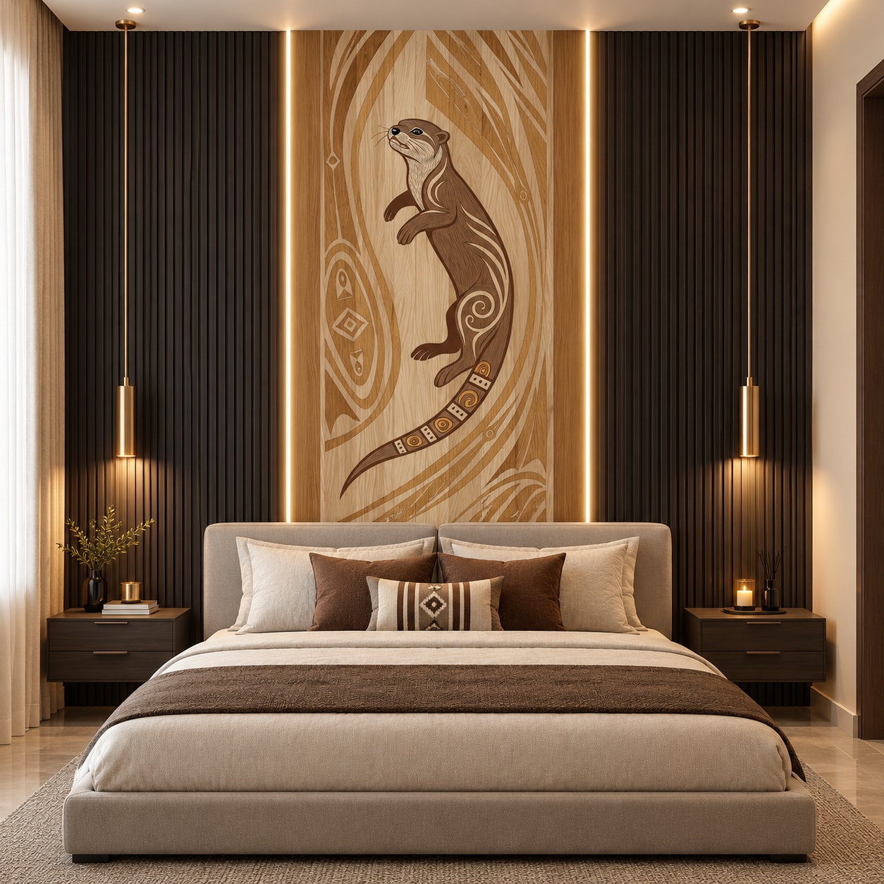 Glora Sheet GS09CC015 installed on Coastal Villa Sliding Doors and Entryway Feature Wall
