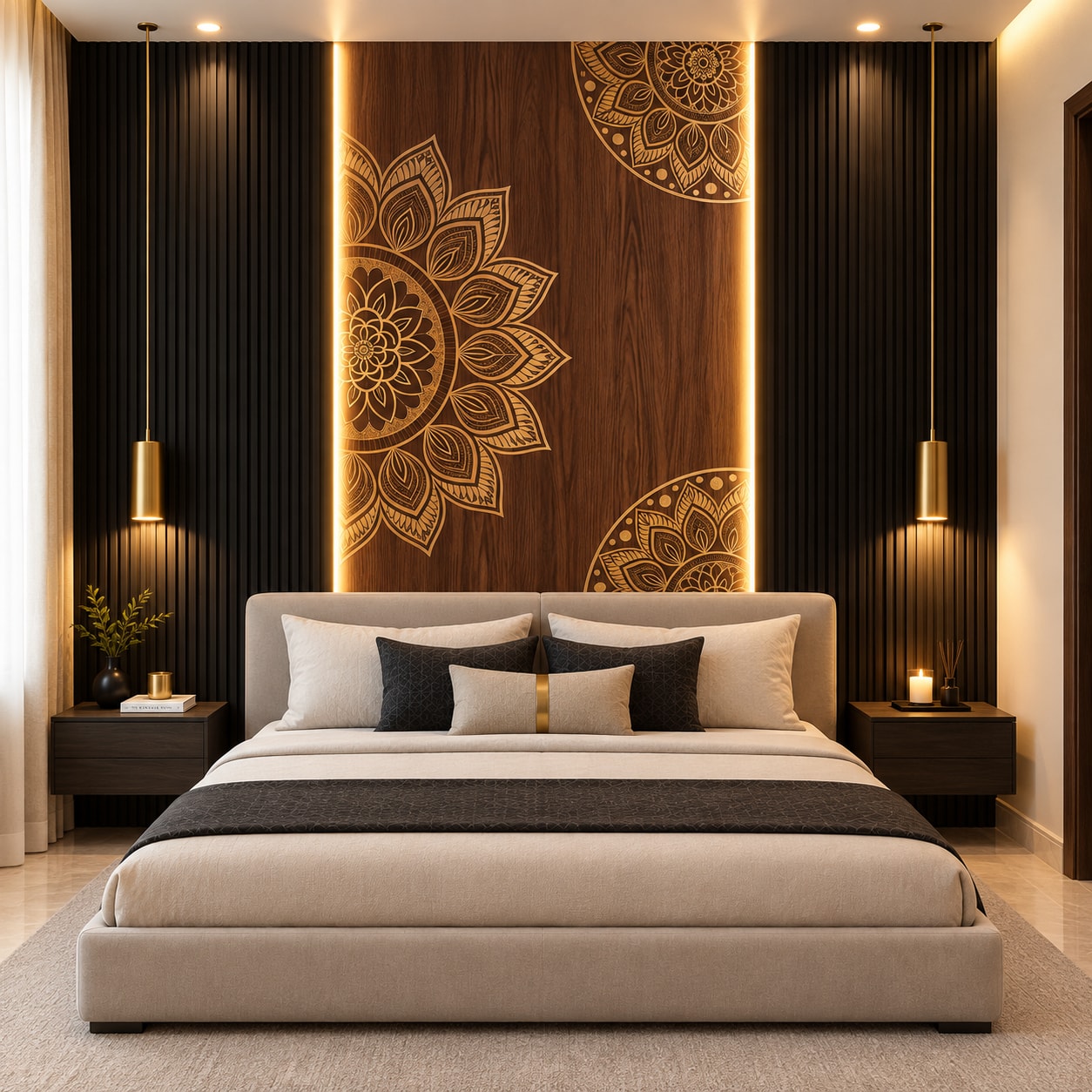 Glora Sheet GS08AA005 as Grand Double Main Entrance Door with Brass Pulls