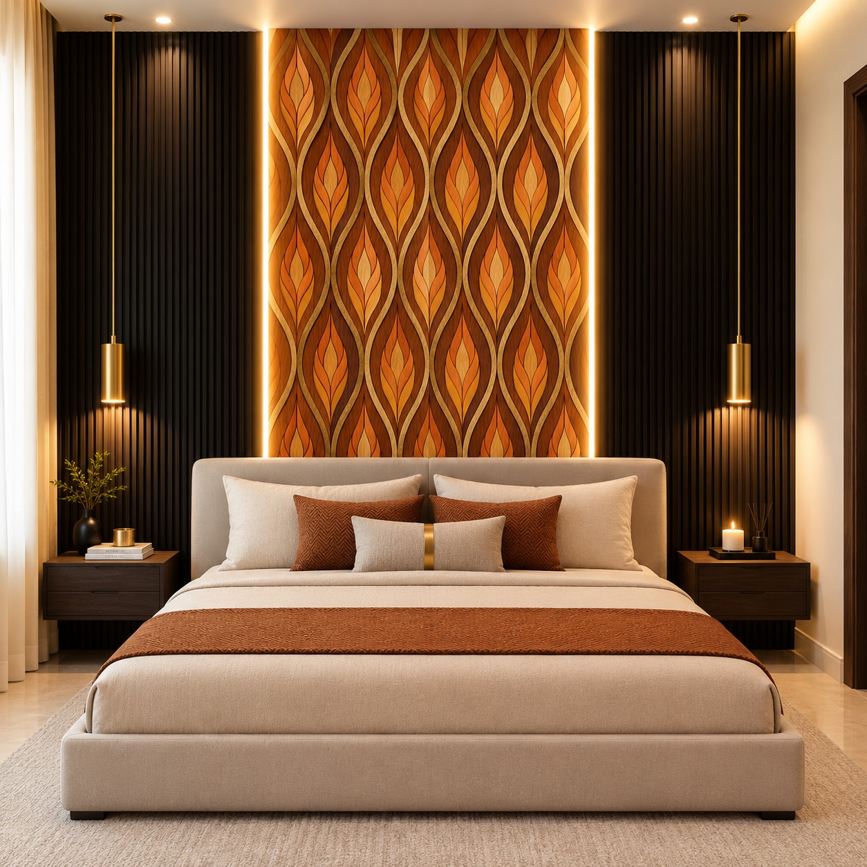 Glora Sheet GS08AA010 installed on Floor-to-Ceiling Luxury Bedroom Wardrobe Shutters
