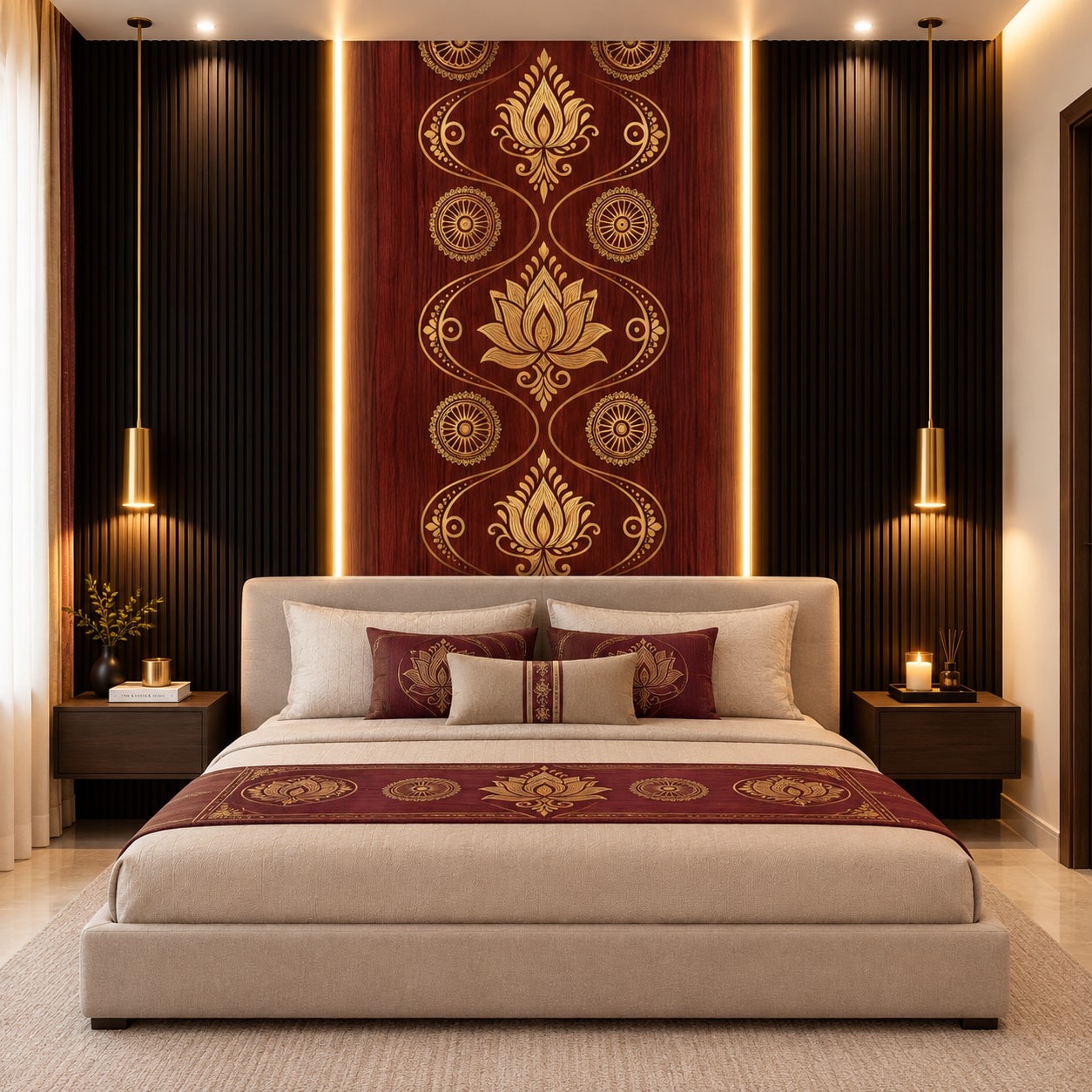 Glora Sheet GS08AA014 installed as Auspicious Mandir Door in Luxury Villa