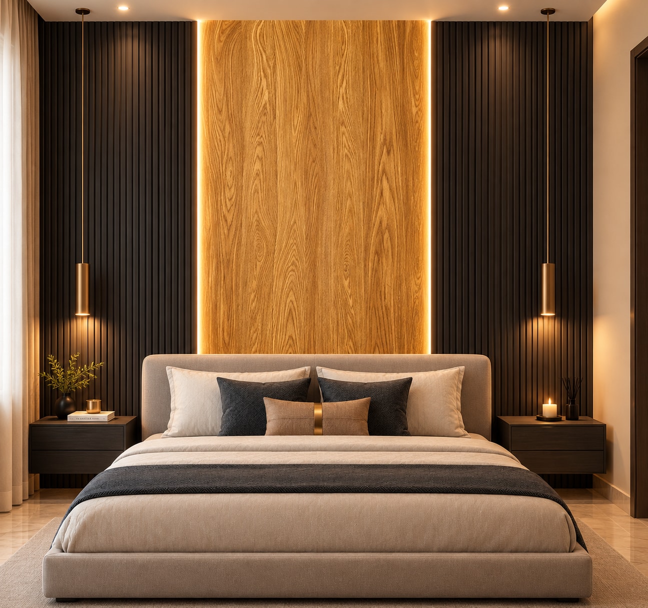 Glora Sheet GS07AA002 American Oak applied on Master Bedroom Wardrobe Doors