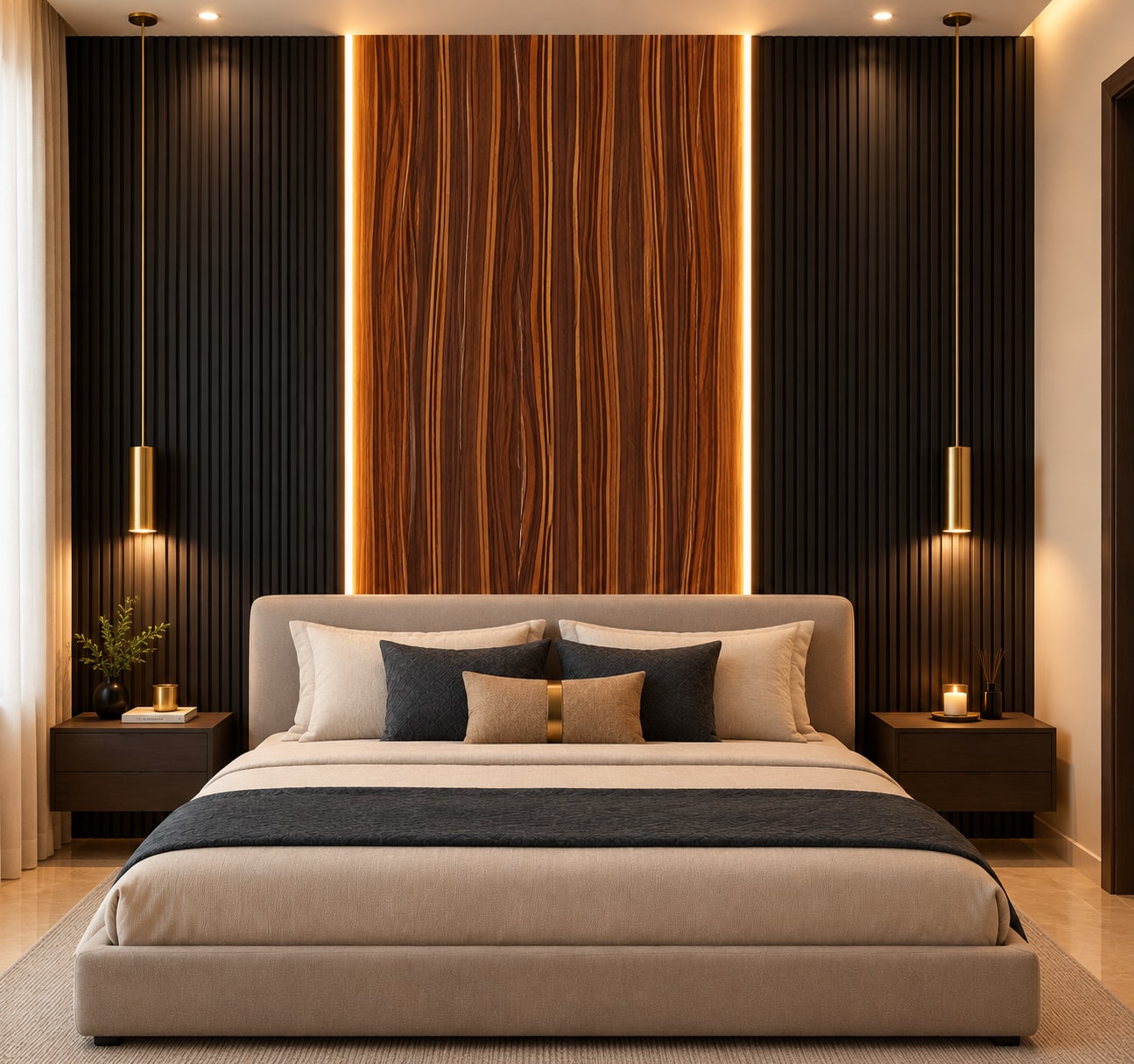 Glora Sheet GS07AA008 Macassar Ebony installed on Luxury Penthouse Entrance Door
