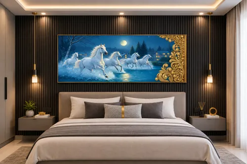 Glora Sheet GS02AA006 Baroque Framed Horses applied in Grand Neoclassical Drawing Room