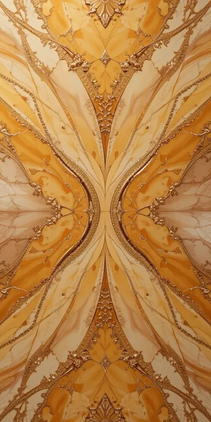 Glora Sheet GS01AA001 golden honey onyx butterfly bookmatched marble panel with gilded filigree veins
