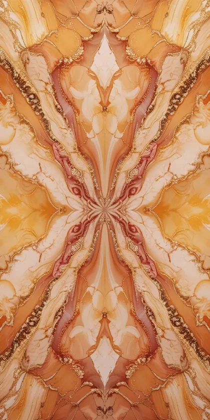 Glora Sheet GS01AA002 rose agate four quadrant bookmatch marble panel with coral veining and gold glitter