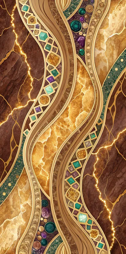 Glora Sheet GS01DD001 Pietra Dura jewel inlay Emperador marble panel with cabochon malachite and amethyst gemstones