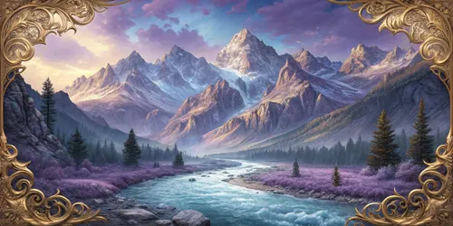 Glora Sheet GS03AA002 — Baroque Framed Alpine Lavender Valley Surface Texture
