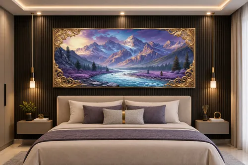 Glora Sheet GS03AA002 Alpine Lavender Valley installed in Neoclassical Drawing Room