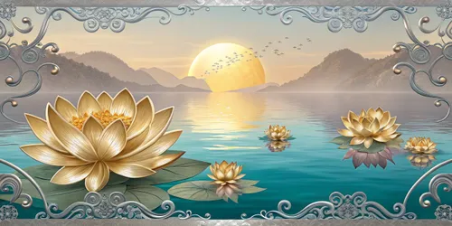Glora Sheet GS03AA003 — Golden Lotus Sunrise Serenity Wall Panel Surface Texture