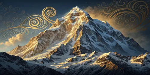 Glora Sheet GS03AA009 — Golden Summit Himalayan Peak Panel Surface Texture