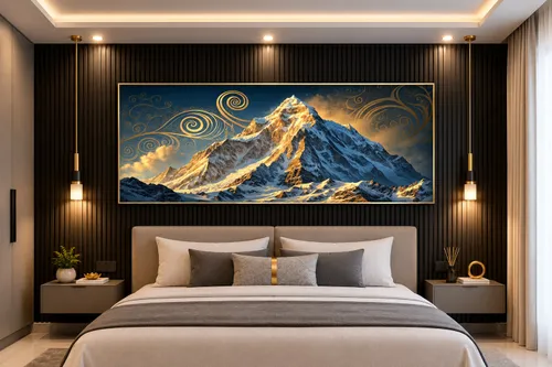 Glora Sheet GS03AA009 Himalayan Peak applied on Executive Chairman Office Wall