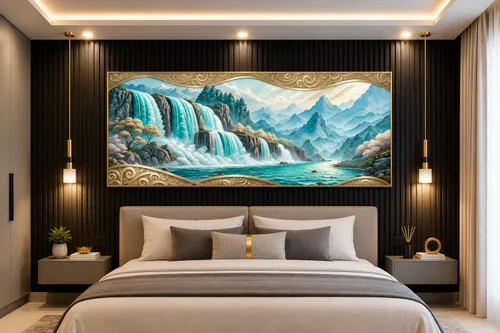 Glora Sheet GS03AA012 Tiered Waterfalls installed in Formal Dining Room Wall