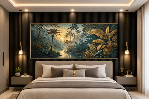 Glora Sheet GS03AA014 Tropical River applied in Sunroom Lounge Feature Wall