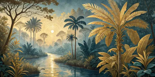 Glora Sheet GS03AA015 — Sunburst Halo Rainforest Lagoon Surface Texture