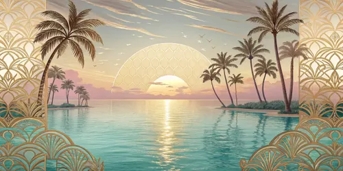 Glora Sheet GS03AA019 — Moroccan Mashrabiya Sun Halo Lagoon Surface Texture
