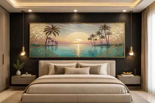 Glora Sheet GS03AA019 Mashrabiya Sun Lagoon installed in Exotic Dining Hall Wall