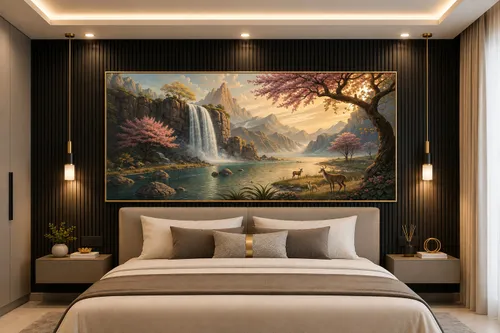 Glora Sheet GS03AA020 Paradise Valley applied on Family Living Room Feature Wall