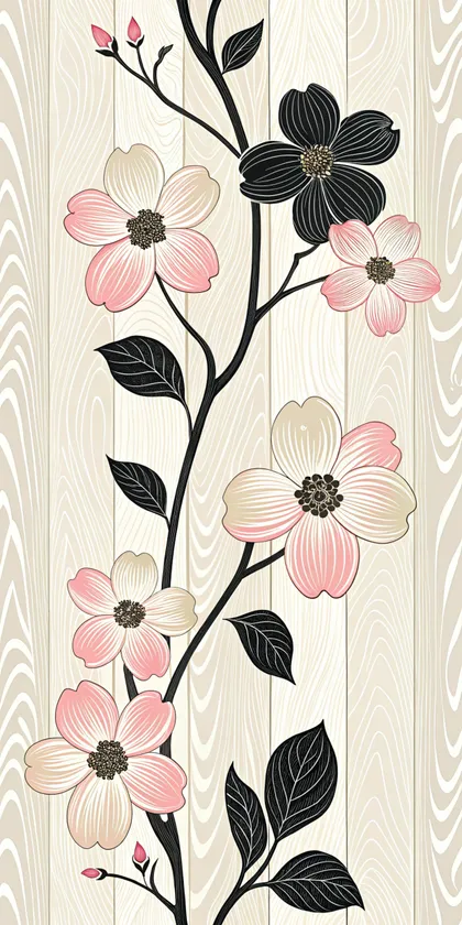 Glora Sheet GS09AA002 — Japanese Cherry Blossom Dogwood Branch on Bleached White Ash