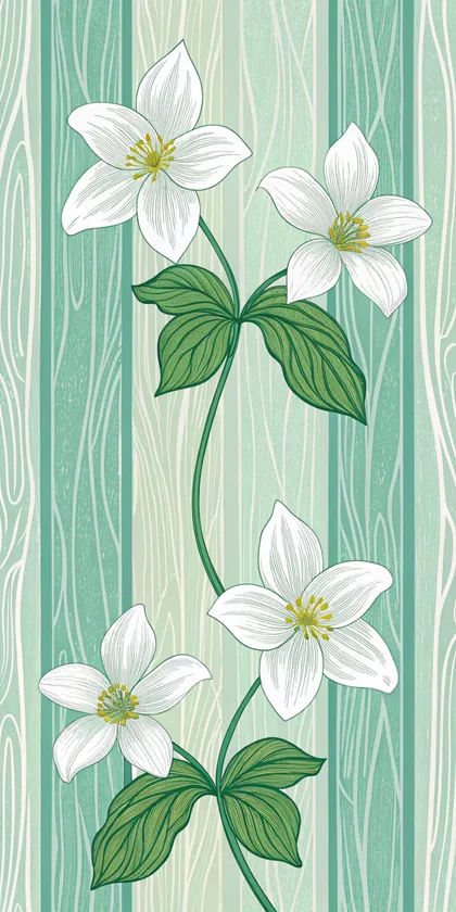 Glora Sheet GS09AA003 — Pure White Jasmine Clematis Blossoms on Mint-Sage Timber Slats