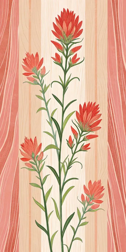 Glora Sheet GS09AA004 — Red Indian Paintbrush Wildflowers on Light Birch Slats