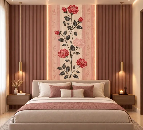 Glora Sheet GS09AA008 installed on Luxury Bedroom Wardrobes and Dressing Room Vanity Wall