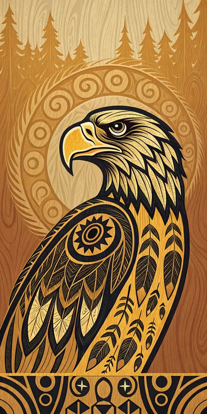 Glora Sheet GS09BB010 — Bald Eagle Profile with Feathered Plumage and Sunburst Halo