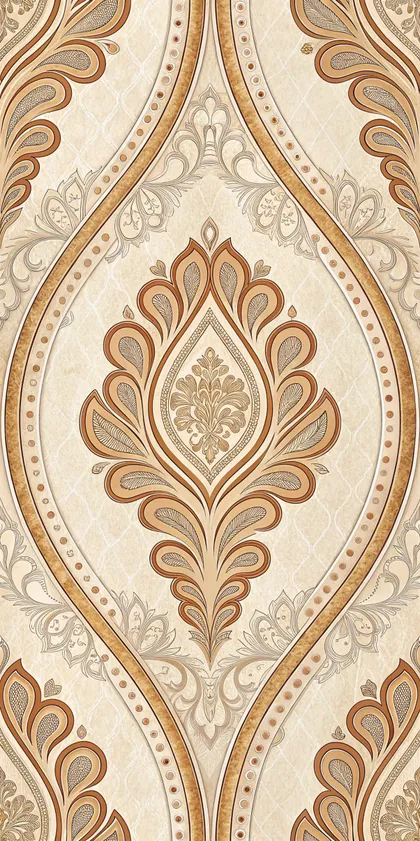 Glora Sheet GS08AA003 — French Baroque Acanthus Medallion on Blonde Woodgrain