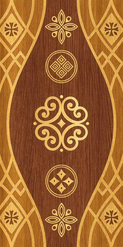 Glora Sheet GS08AA007 — Celtic Heart Spiral Medallion on Two-Tone Teak and Walnut