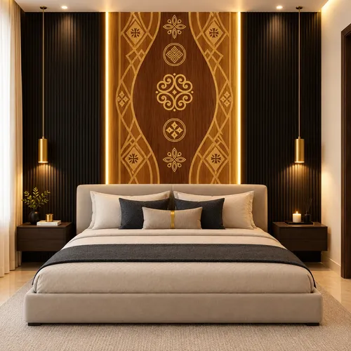 Glora Sheet GS08AA007 installed on Luxury Master Bedroom Wardrobes and Console