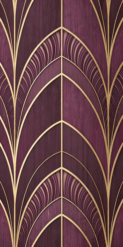 Glora Sheet GS08AA011 — Gothic Pointed Arches with Gold Inlay on Plum Purpleheart