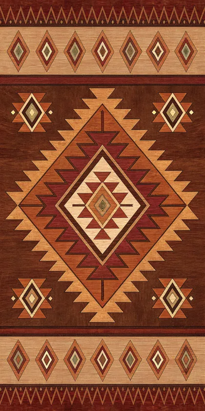 Glora Sheet GS08AA012 — Southwestern Aztec Stepped Diamond Kilim Wood Marquetry