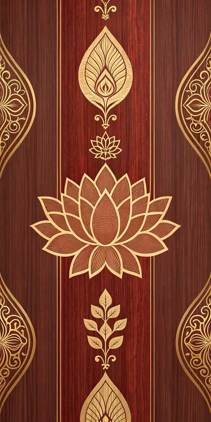 Glora Sheet GS08AA016 — Imperial 18-Petal Gold Lotus Inlay on Dark Rosewood