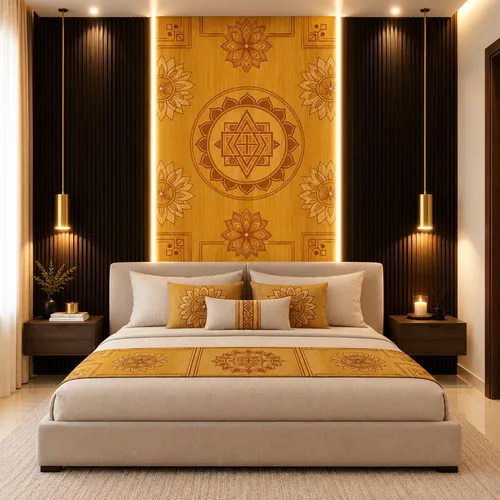 Glora Sheet GS08AA019 installed in Villa Mandir Backing Wall and Pooja Room Doors
