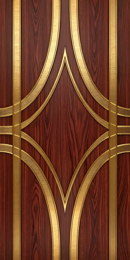 Glora Sheet GS08AA030 — Art Deco Curved Brass Diamond Inlay on Dark Rosewood