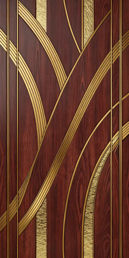 Glora Sheet GS08AA031 — Diagonal Swept Fluting with Brass Ribbons and Gold Foil on Rosewood