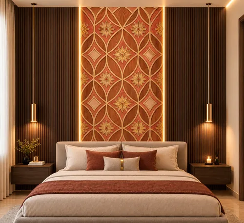 Glora Sheet GS08AA032 installed on Dressing Room Vanity Wall and Wardrobe Facades
