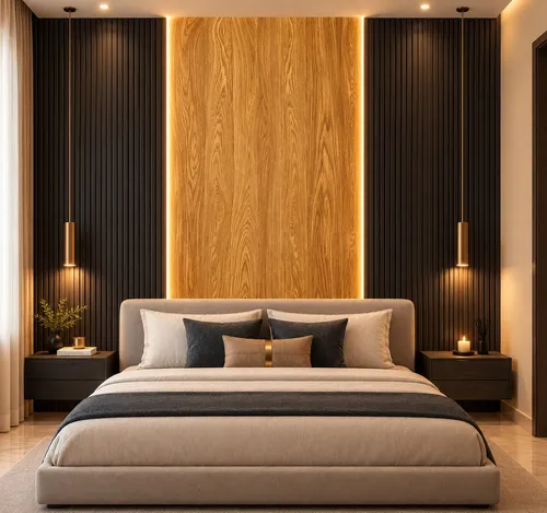 Glora Sheet GS07AA002 American Oak applied on Master Bedroom Wardrobe Doors